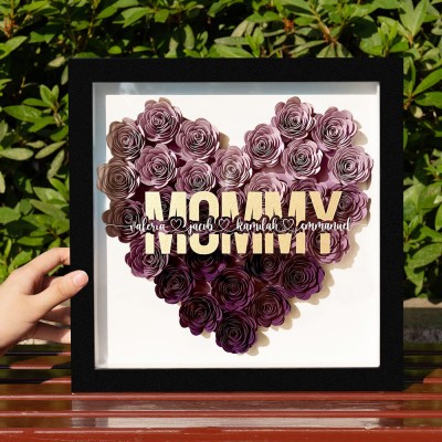 Personalised Mum Paper Flower Shadow Box Gift for Mother's Day