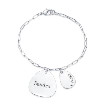 Personalised Chain Link Bracelet with 1-5 Engraved Charms