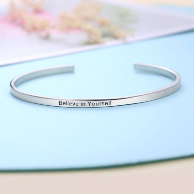 Personalised Open Engravable Thin Bracelet with Your Words