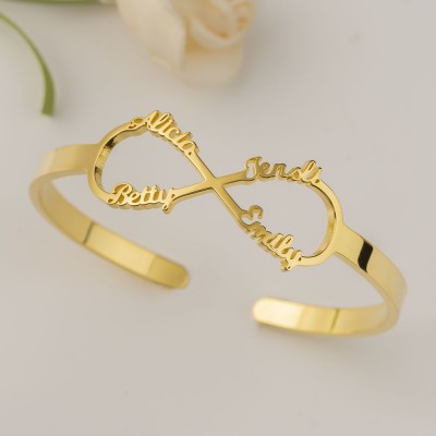 Personalised Infinity Name Bracelet Bangle With 1-6 Names
