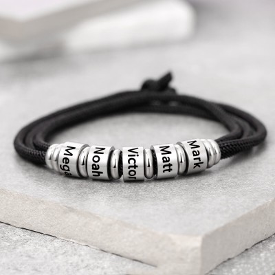 Unsex Personalised Bead Strap Bracelet With 1-10 Names