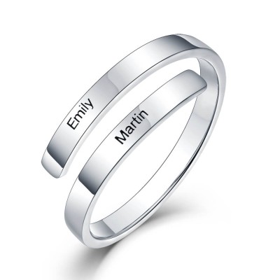 Personalised 2 Engraved Names Rings For Her