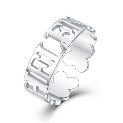 S925 Sterling Silver Personalised Name Ring For Her