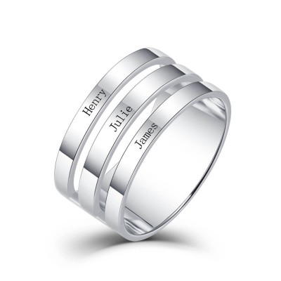 S925 Sterling Silver Personalised Engraved Name Ring 3 Names