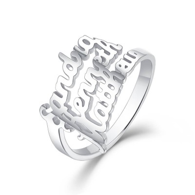 S925 Sterling Silver Personalised 3 Names Ring
