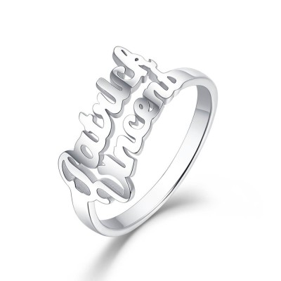 S925 Sterling Silver Personalised 2 Names Ring