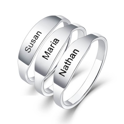 S925 Sterling Silver Personalised Stackable Engraved Ring
