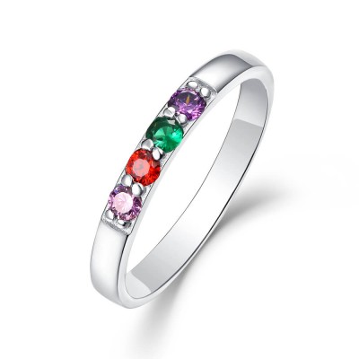 S925 Sterling Silver Mothers Birthstone Ring