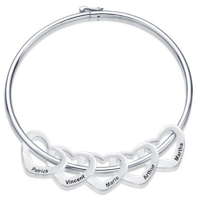 Personalised Bangle Bracelet with 1-10 Charms Custom Bracelet for Her - Customised Charm Bracelet