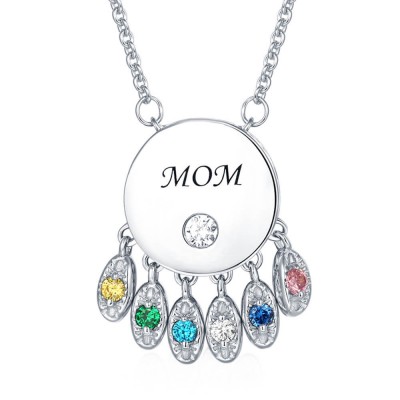 Personalised Shell Pendant Necklace With 1-6 Birthstones and Engravings