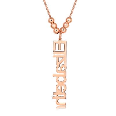 18K Rose Gold Plating Personalised Vertical Name Necklace With 1-4 Name Pendants