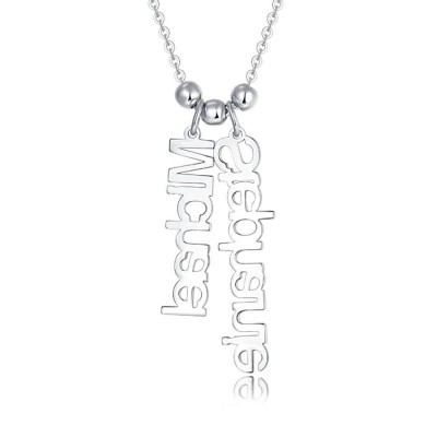 Silver Personalised Vertical Name Necklace With 1-4 Name Pendants