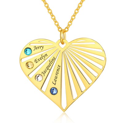 18K Gold Plating Personalised Necklace 1-8 Engravings and Birthstones Designs Engraved Birthstone Necklace