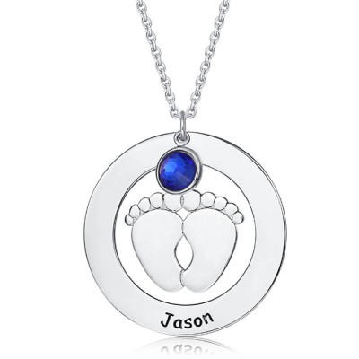 Personalised Baby Feet Shape Engravable Necklace