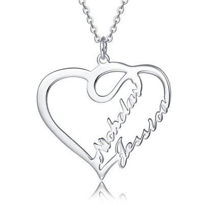 Personalised Heart Name Necklace for Couples