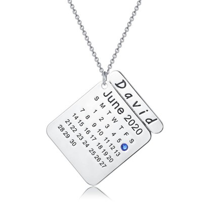 Personalised Calendar Necklace with Engraving