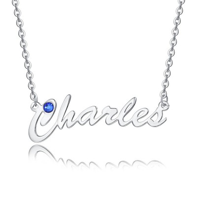 Personalised Name Necklace with Birthstone