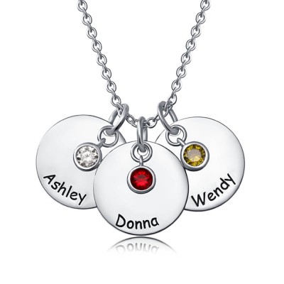 Personalised Charms Necklace with 1-10 Birthstone 