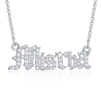 Personalised Zircon Name Necklace Customised Classic Name Necklace