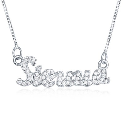 Personalised Zircon Name Necklace Customised Classic Name Necklace