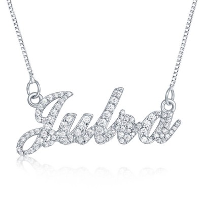 Personalised Zircon Name Necklace Customised Classic Name Necklace
