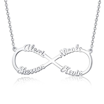 Personalised Infinity Name Necklace with 4 Names