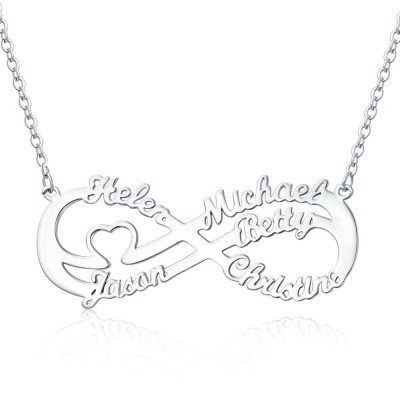 Personalised Infinity Name Necklace with 5 Names