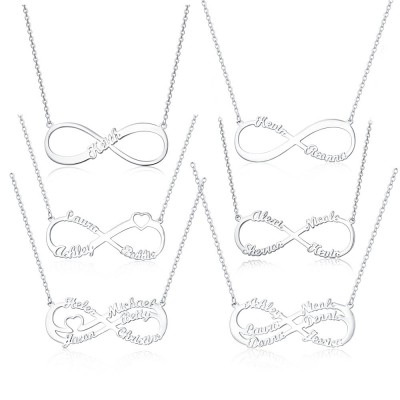 Personalised Infinity Name Necklace with 1-6 Names