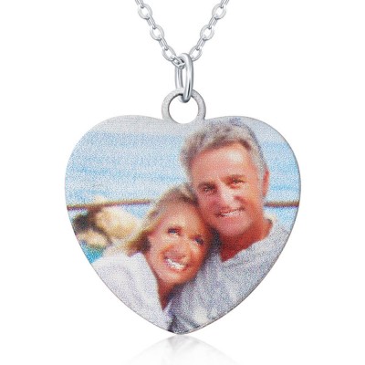 Heart Shape Personalised Color Photo Necklace