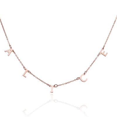 18K Rose Gold Plating Personalised 1-10 Initials Necklace Name Necklace for Her