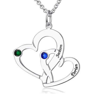 Personalised Engraved Two Heart Necklace