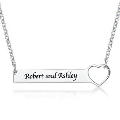 Personalised Bar Necklace with Heart Gift for Her