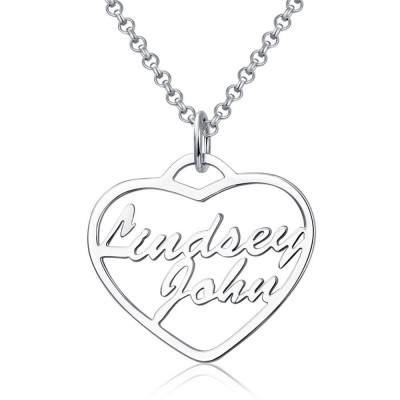 Personalised Heart Shape 2 Names Necklace Couples Necklace