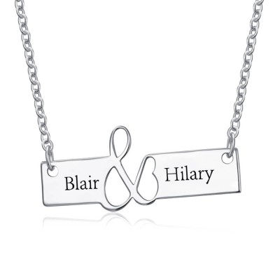 Personalised  Horizontal Engraved Bar Necklace Couples Necklace