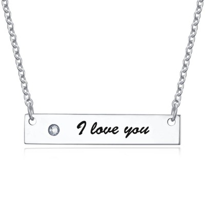 Personalised Diamond Engraved Bar Necklace