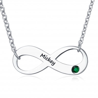 Personalised Infinity Name Necklace With Birthstones