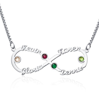 Personalised Infinity Name Necklace With Birthstones
