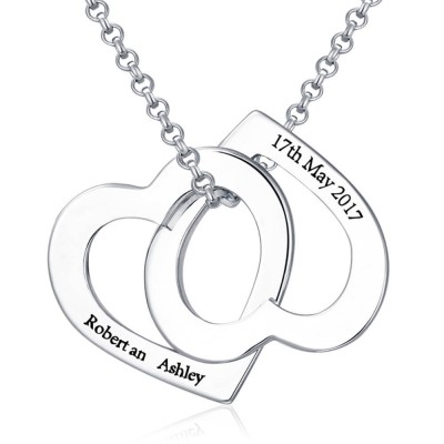 Personalize Two Heart Necklace for Couple