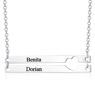 Engraved Double Bar Necklace