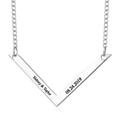 Engraved Bar Necklace for Couple