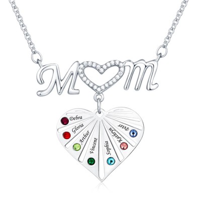 Personalised Necklace 1-8 Engravings and Birthstones Mom Pendants Designs Gift for Mom