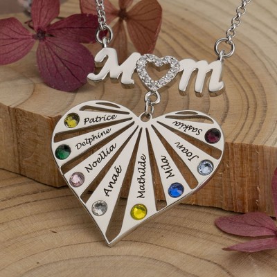 Personalised Heart Shaped Mum Pendant Necklace Gift for Mum Grandma Wife