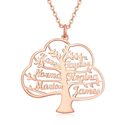 Personalised Family Tree Name Necklace with 1-8 Names Gift for Mom and Grandma