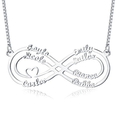 Personalised Infinity Name Necklace with 1-8 Names