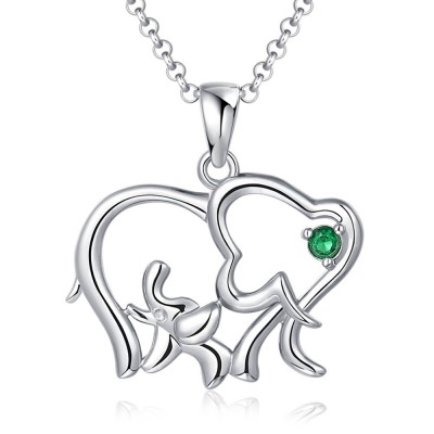 Customised Birthstone s925 Sterling Silver Elephant Necklace