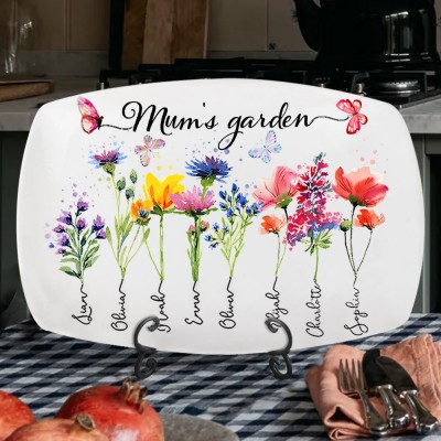 Mum's Garden Birth Month Flower Platter Personalised Gifts for Mum Grandma Keepsake Gifts Christmas Gift Ideas