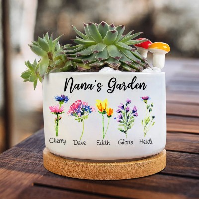 Personalised Grandma's Garden Mini Succulent Plant Pots Birth Flower Pot Gift For Grandma Mum Mother's Day Gift