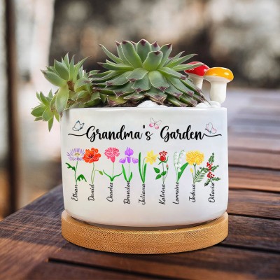 Custom Grandma's Garden Birth Flower Mini Succulent Plant Pots Gifts For Mum Grandma Mother's Day Gift