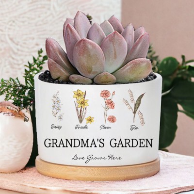 Personalised Grandma's Garden Mini Succulent Plant Pot Decor Gift Ideas For Mum Grandma Mother's Day Gift