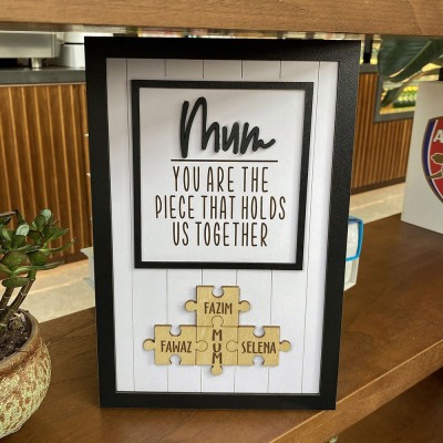 Personalised Mum You Are the Piece that Holds Us Together 1-15 Puzzle Pieces Name Sign Mother's Day Gift